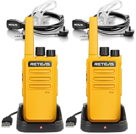 Retevis RT668 Walkie Talkie Professionali, Anticaduta Walkie Talkie con Auricolare, Ricaricabile Senza Licenza Radio Portatile con USB Base per Caricabatterie, per Sport, Cantieri (1 Coppia)