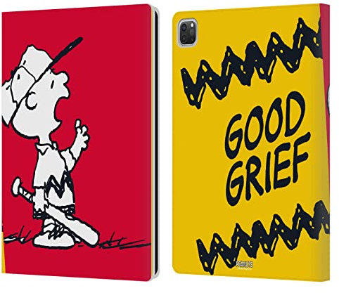 Head Case Designs Licenza Ufficiale Peanuts Charlie Oh Santo Cielo metà E Risate Custodia Portafoglio in Pelle Compatibile con Apple iPad PRO 12.9 2020/2021/2022