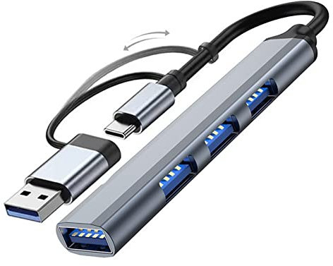4 HUB Adattatore USB Veloce Tipo-C Docking Station Adattatore Splitter USB Lega di Alluminio
