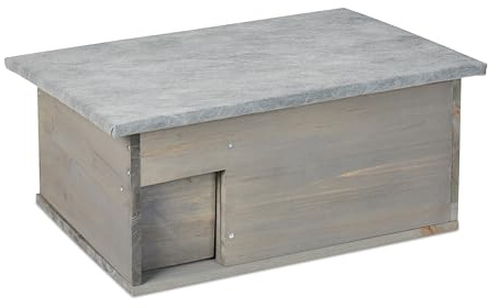 Relaxdays Casetta per Ricci, Resiste alle Intemperie, Anti Predatori, Rifugio per Roditori, 21x46x34 cm, Legno, Grigio