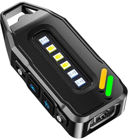 Aivane Mini Keychain Rechargeable Torch 700 Lumens Super Bright EDC Waterproof LED Flashlight 9 Modes Magnetic Base COB Side Light Keyring Pocket Torch for Camping Outdoor Hiking