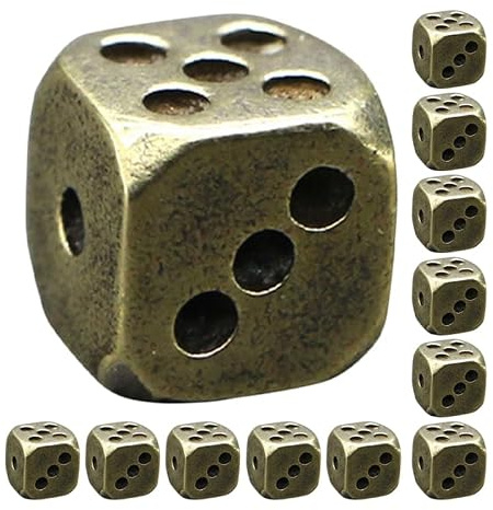ibasenice 12er Pack Messingwürfel - Abgerundete W6 Würfel Gold aus Massivmetall, Edles D6 Würfelset für Brettspiele & Kartenspiele, Vintage Gaming Zubehör für Tischspiele und Sammler Geschenk