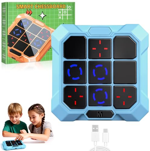 Tic Tac Toe Bolt Spiel, Tic Tac Toe Elektronisch, 6 in 1 Elektronisches Tic Tac Toe Spiel Wiederaufladbar mit Stummschaltfunktion, Handheld Puzzle Spielkonsole, Tragbare Reise Spiele Geschenke Kinder