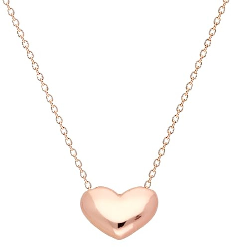 Löb 925 Silber Halskette Herz Anhänger 585er Roségold vergoldet Herzkette, Damen Kette Herzanhänger Klein Herzform Herzkette Minimalistisch Rosé Gold Geometrisch Modern