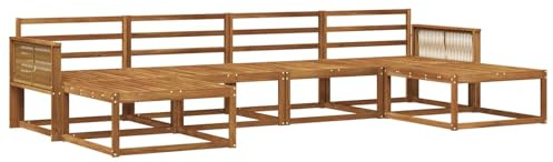 vidaXL Outdoor-Sofagarnitur 6 pcs Natur Massivholz Akazie, Moderne Akazien-Gartenmöbel, wetterfester Sofa-Set, stylische Sitzgelegenheit für Terrasse und Pool