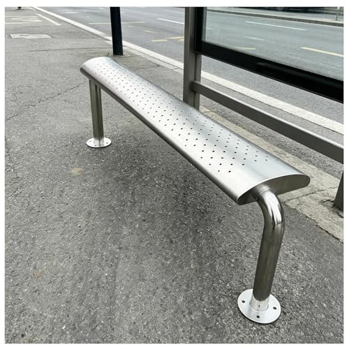 LIKANGLONGJU Gartenbank Wetterfest Edelstahl 202 Silber, Wasserdicht Rostfrei Gitterrost Montage in 5 Minuten Garten Terrasse Park(160x50x20cm/63x20x8in)