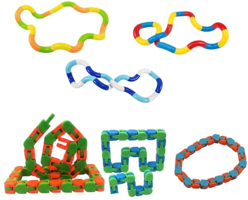 3Pcs Wacky Track Fidget and 3Pcs Tangle Fidget Toy, Quiet Fidget Toys for Stress Relief, Fidget Pack with Six Sensory Toys for School and Office Use(Assorted Colours)