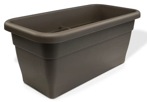 MePla Blumentrog - länglicher Blumentopf - wetterfestes Pflanzgefäß - UV-beständiger Blumenkübel - Pflanzentopf - Pflanzen-Trog - 50x25 cm (Innen: 45x21 cm) - Taupe