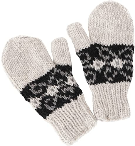 GURU SHOP Handschuhe aus Wolle, Fauster, Handgestrickte Fausthandschuhe aus Nepal - Hellgrau, Herren/Damen, Size:One Size