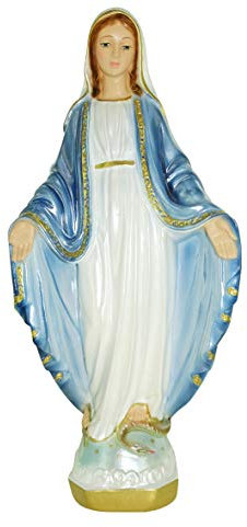Ferrari & Arrighetti Estatua Virgen Milagrosa en Yeso Perlado Pintada a Mano - 33 cm