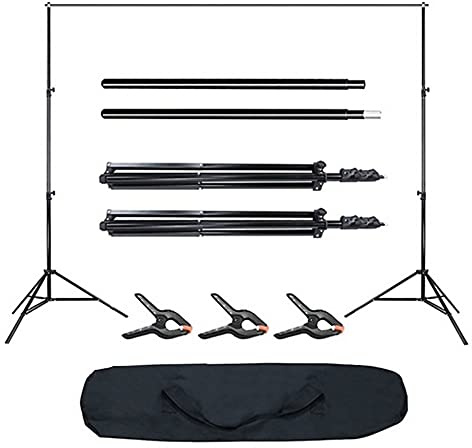 Bonnlo Adjustable Backdrop Stand Kit - 2x3m（6.5x9.8ft) Support with Carry Bag and 3 Clamps - Background Support Kit for Photography Video Studio, Birthday or Parties