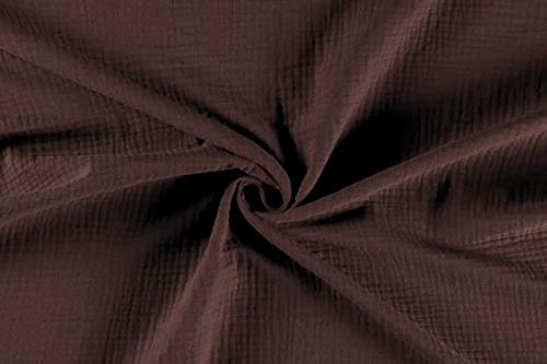 50x130cm Musselin Stoff uni Oeko-Tex zertifiziert Meterware Mulltuch Baumwolle, Farbe:dunkelbraun