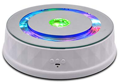 GEREP plateau Tournant à 360° Avec lumière LED, Convient pour une Image à 360 Degrés, des Bijoux, du Verre, de l'acrylique ou de l'affichage de Produits/blanc / L230×H60mm