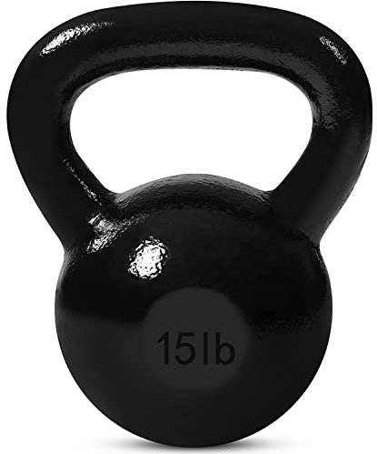 JFIT Kettlebell Weights Cast Iron – 15 Pounds - Ballistic Exercise, Core Strength, Functional Fitness, and Weight Training Set - Free Weight, Equipment, Accessories