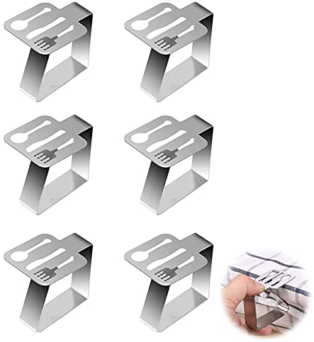 Tischdeckenklammer Tischtuchklammern Edelstahl Tischtuch Klemme Clips Tischdecke Clips 6 Stück Dekorative Tischtuch (5,4 x 4,5 cm) für Dicke 4-5 cm für Restaurant Gartentisch Hochzeit Party - Silber