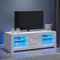 Panana TV Stand Cabinet 2 Drawer 2 Glass Shelves LED Lighted TV Console Unit for 22-55 Flat Screen 4k TVs (white)