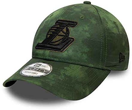 New Era Los Angeles Lakers Cap NBA Basecap 9Forty verstellbar Basketball Kappe Poly Print grün - One-Size