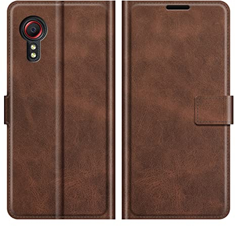 Coque for Samsung Xcover 5 Housse en Cuir PU TPU Magnétique Protection étui for Samsung Galaxy Xcover 5 G525F 2021 Telephone Portable Portefeuille Fonction Support (Brown)