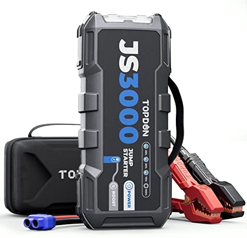 Car Battery Jump Starter, TOPDON JS3000 12V 3000A Battery Booster Jump Starter Pack for Up to 9L Gas/ 7L Diesel Engines, Portable Car Charger with Handle Jumper Cable and EVA Protection Case