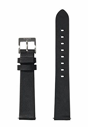 Nixon Pineapple Wechselarmband für Uhren mit 16 mm Abstand aus veganem Ananas-Leder in der Farbe Schwarz mit Edelstahlschließe und Armbandöse, BA001-000-00