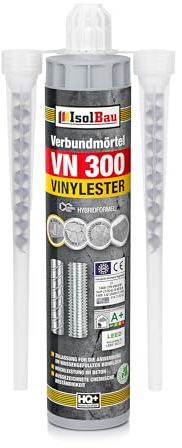 Isolbau VN 300 Injektionsmörtel 1 x 300 ml Montagemörtel inkl. 2 Statikmischer - 2K Verbundmörtel für Beton, Styrolfrei, ETA-Zulassung