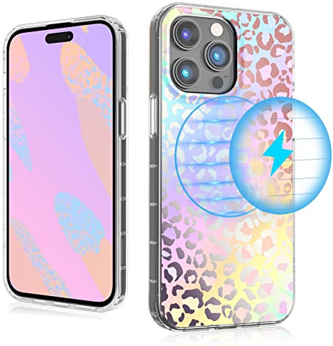 MYBAT PRO Magnetische Slim Hülle für iPhone 14 Pro Hülle 6,1 Zoll, Kompatibel mit MagSafe, Mood Serie für Frauen Mädchen, Militärqualität Drop Stoßfest Vergilbungsfrei Schutzhülle, Holografischer