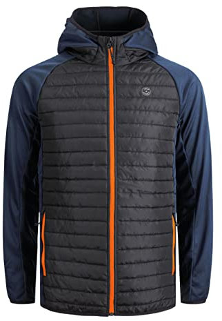JACK & JONES Veste matelassée légère pour homme, Noir/W Bleu marine, XXL