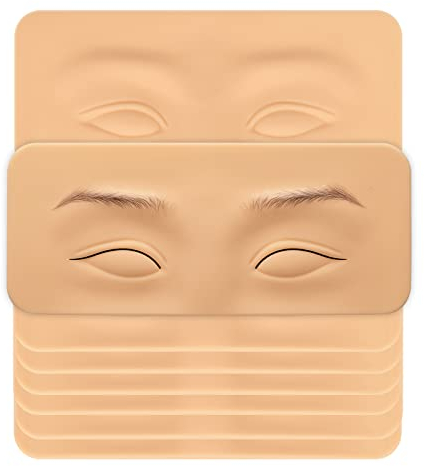 ATOMUS 8pcs Tattoo Practice Skin for Eyebrows Eyeliner 3D Permanent Makeup Silicone Fake Skin Microblading Supplies for Beginners and Experienced Artists