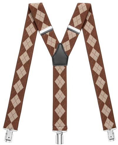 Sencillo Herren Hosenträger mit Starken Clips Y-Form Braun Muster