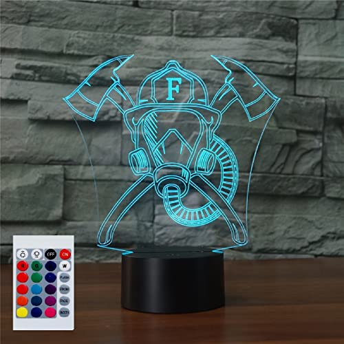 SUPERHONGJIHAO Nachtlicht für Kinder, 3D-Feuerwehr-Werkzeuge, LED-Lampe mit Fernbedienung, 16 Farbwechsel, Weihnachts-Geburtstagsgeschenk für Kinder