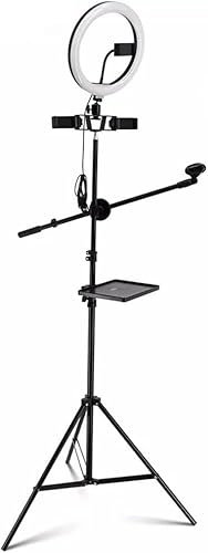 Ring Light 26 Cm Ring Lamp Dimmable wiht Tripod Mic Stand Sound Card Tray Phone Holder for Live Fill Light Set