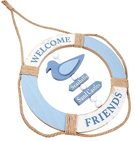 Garneck Rettungsring Aus Holz Willkommen An Bord Rettungsring Desktop-holzdekore Wohnkultur Mediterrane Holzdekore Mittelmeer Rettungsring Wanddekoration Produkt Hölzern Mini