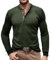 Jayyouu Men's Long Sleeve Tops Button Printed Round Neck Henley Shirts UK Autumn Essential Shirt Dressy Casual Solid Color Waffle Pullover Regular Fit Premium Shirts for Men Army Green