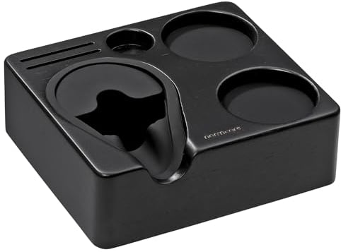 Normcore Compact Tamping Station - Espresso Black Tamper Station Base - Genuine American Black OAK Tamper Holder - Wooden Coffee Portafilters Stand Base For 54 /58mm Espresso Machine Accessories