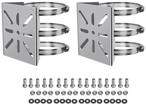 Halterung für Überwachungskamera, Masthalterung Masthalter Universelle Vertikale Masthalterung für Überwachungskameras 3 Schlaufen Edelstahl Eckhalterung Masthalterung Geeignet für Kameras 2 Kartons