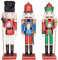 SHATCHI 38cm Assorted Wooden Christmas Nutcrackers - 3pcs Set - Soldiers King Puppet Figurines Xmas Home Decoration Ornament