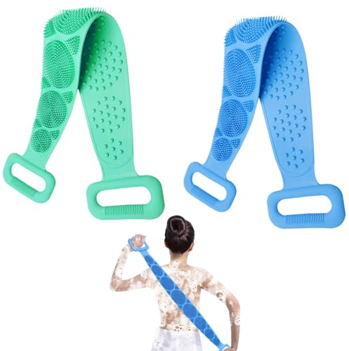 EUPSIIU 2 Piezas Cepillo Corporal, Cepillo Corporal de Silicona, Cepillo Espalda Ducha, Cepillo de Ducha Doble Cara Exfoliación, Masajeador de Espalda, para Limpieza y Mejora La Piel