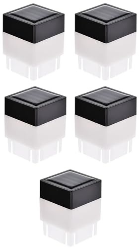 tooloflife Moderne Pfostenleuchte für den Außenbereich, 5 x 5 cm, Holzpfosten, Solarleuchten für den Außenbereich, Glas, LED-Zaunkappenlicht, wasserdicht, Zaun, Deckkappe, Licht für flache