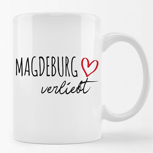 Huuraa Kaffeetasse Magdeburg verliebt Keramik Tasse 330ml mit Namen deiner Lieblingsstadt in Sachsen-Anhalt