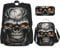 OUSIKA Cool Evil Skull 3 Pcs Print Backpack Sets Casual Daypack with Lunch Box Pencil Case for Women Men