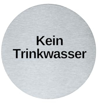 stahl-design-tebart Hinweisschild Piktogramm rund 7,5 cm Edelstahl selbstklebend 3M Klebefläche graviert Edeloptik elegante Beschilderung langlebig KEIN TRINKWASSER- 7,5x7,5x0,1cm
