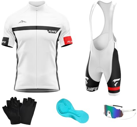 FLYIFE Herren Radtrikot Set Herren Fahrradbekleidung Set Fahrradbekleidung Fahrrad Trikot mit Sitzpolster Atmungsaktiv Schnelltrocknend für Radsportfür Fahrrad Rennrad MTB (TYP-1,XL)