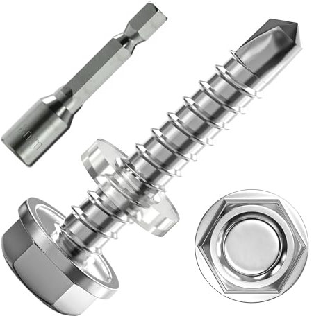 Viti autofilettanti a testa esagonale, viti autofilettanti con rondella di tenuta e chiave esagonale, 4,8 x 25 mm, 50 pezzi