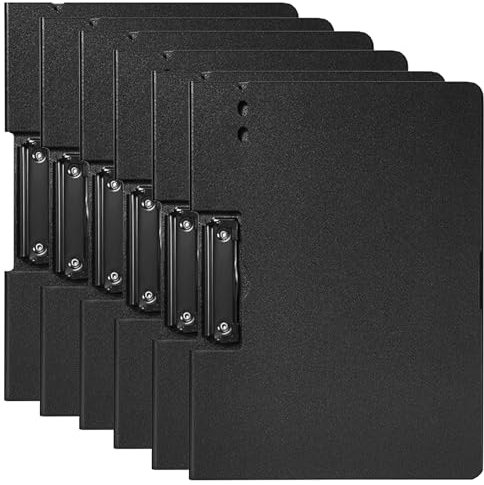 Porte-Blocs A4 Pliables, Lot de 6 Presse-papiers Avec Couvercle, Dossier Presse-papiers pour Hôpital, Bureau, école, Entreprise - Noir