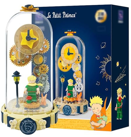 Bocguy Schneckengetriebe Klemmbausteine, Kleiner Fuchs-Baustein-Set mit Transparenter Staubschutzhülle, Geschenke für Mutter, Geburtstage, Weihnachten, Valentinstag (Kleiner Prinz-Zeitreise)