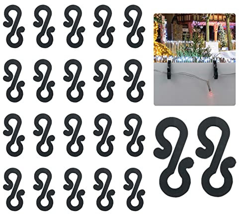 Cfythyab 150PCS Black Mini Gutter Hanging Hooks for Christmas Light Xmas Icicle Fairy String, S Shape Hanging Hooks