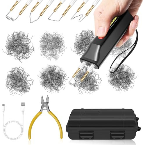 100W Kabelloses Kunststoff Schweißgerät, 600 PCS Schweißnägel Plastik Schweißgerät Kunststoff Reparaturset, USB-C-Aufladung, batteriebetriebenes Schweißen Reparieren Maschine Plastik Reparaturset