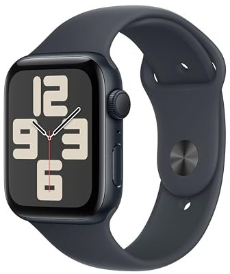 Apple Watch SE (2ª gen.) GPS 44 mm Smartwatch con cassa in alluminio Mezzanotte e Cinturino Sport Mezzanotte - M/L. Tracker per il fitness e il sonno, app Battito, Rilevamento incidenti