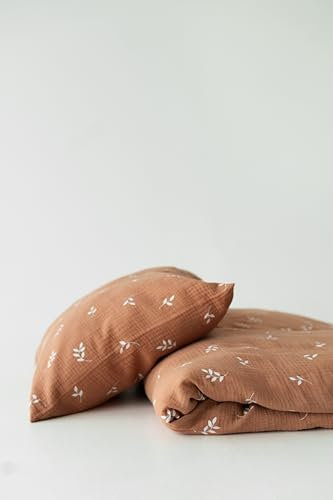 TISU Bettwäsche-Set für Babybett, weiches Musselin, Doppel-Gaze-Bettwäsche, für Jungen und Mädchen, karamellfarben