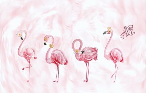 Papier Peint Panoramique Flamant Rose Élégant Papier Peint Chambre Adulte Papier Peint Panoramique Enfant Papier Peint Salon Décoratif Papier Peint Intissé 300x240cm